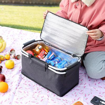 China Thermal Portable Fashion ROBOFolding Picnic Basket Bag Picnic Bag Storage Basket Outdoor Shopping Ice Basket for sale