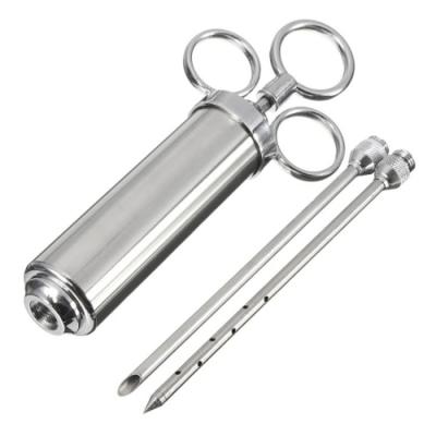 China Viable Stainless Steel Seasoning Injector With Marinade Needles Meat Injector BBQ Grill 304 Stainless Steel Food Syringe for sale