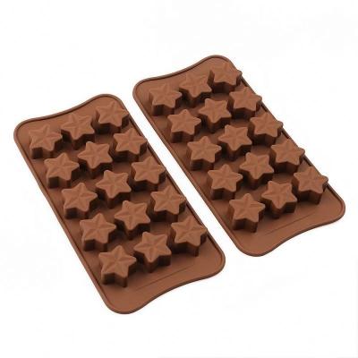 China Viable 15 Star Food Grade Sugar Mold Silicone Chocolate Cake Mold DIY Five-pointed Star Baking Mold for sale