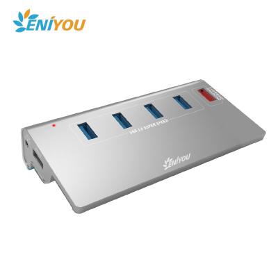 China High Quality Aluminum Mobile Devices Case 5 Ports USB 3.0 Hub with Port USB 3.0 Fast Charging and 1 Port 4 Data Transfer for sale