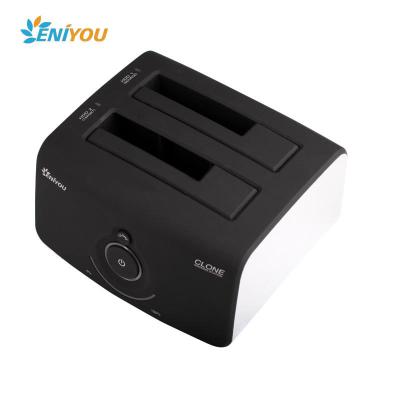 China High quality plastic manufacturer dual hdd clone docking station with USB 3.0 port max support 14tb hdd for sale