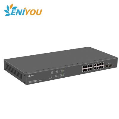 China SNMP Aluminum Alloy Rack Mounted 16 Ports 1000 Mbps Ethernet Switch Hub+2 SFP Port for sale