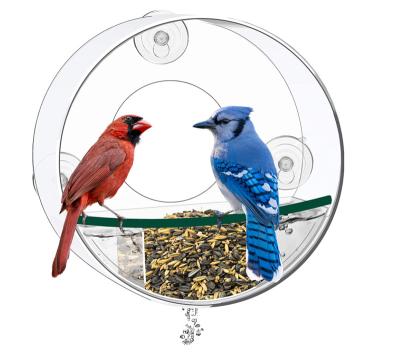 China BSCI Viable Factory Window Acrylic Circular Bird Feeder Around Acrylic Bird Feeder Wild Bird Feeder for sale