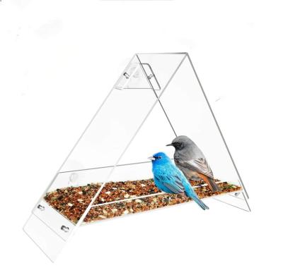 China Factory BSCI Bird Window Bird Driver Viable Acrylic Outside Bird Driver Clear Acrylic Bird House Drivers With Strong Suction Cups for sale