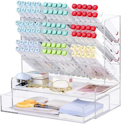 China BSCI Eco-friendly Factory Acrylic Pen Organizer Multi-Functional Desk Organizer Pen Display Holder Stationery Organizer for sale