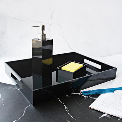 China BSCI Eco-friendly Factory Acrylic Trays Showing Custom Goods Square Black Acrylic Serving Tray Daily Necessities for sale