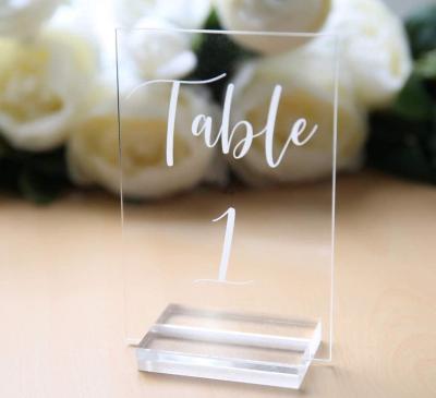 China BSCI Acrylic Factory Acrylic Wedding Table Numbers With Stand Menu Holder Rack for sale