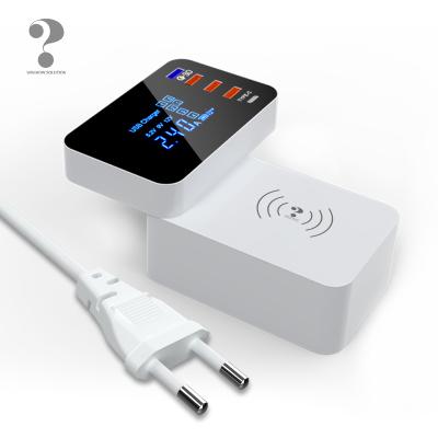 China UniversalÂ   2021 new hot sale products table phones led display chargers wireless charger 3.0 fast for watch and earphone fast shipping for sale