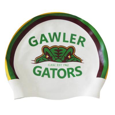 China 100% ADULT Printed Custom Waterproof Logo Swim Cap Silicone Swimming Cap Swim Cap for sale