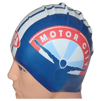 China Custom Printed Swim Cap Silicone Printed Seamless Hat Waterproof And Wearproof Swimming Cap for sale