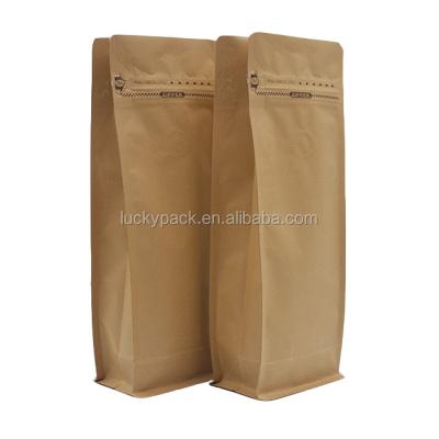 China Recycled Materials Easy Teardrop Food Grade Kraft Paper Aluminum Foil Coffee Bag With Valve for sale