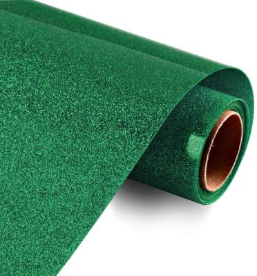 China Apparel HTV Heat Transfer Iron On Vinyl, 12 Inches By 5 Feet Glitter Green Heat Transfer Vinyl Roll For T-Shirt Apparel Hats Bags for sale