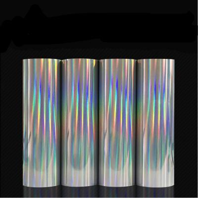 China Soft And Elastic PU Metal Heat Transfer Holographic Soft Vinyl HTV Designs Logo For T-shirts for sale