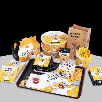 China Custom Fried Chips Burger Fast Food Packaging Disposable Box Printing Paper Hamburger Box Packaging for sale