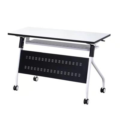 China Modern Folding Mobile Classroom Furniture Student Folding Pulley Training Desk Study Computer Desk for sale