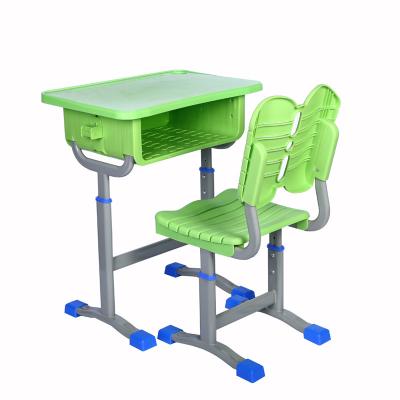 China Modern Style Green Plastic High Quality School Desk And Chair Set for sale