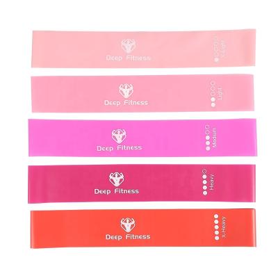 China Wholesale Band Custom Printed 5 Level Loop Resistance Bands / Free Fitness Mini Bands Latex /TPE Exercise Elastic Bands for sale