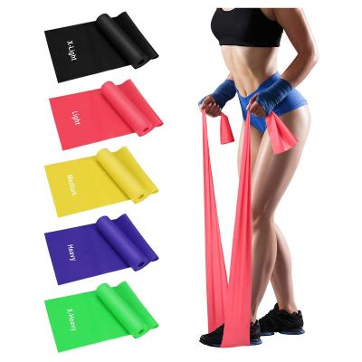 China Yoga Exercise Band Resistance Bands Set Flat Yoga Resistance Exercise Bands Non-latex Professional Physiotherapy Elastic Band 5 Packs for sale