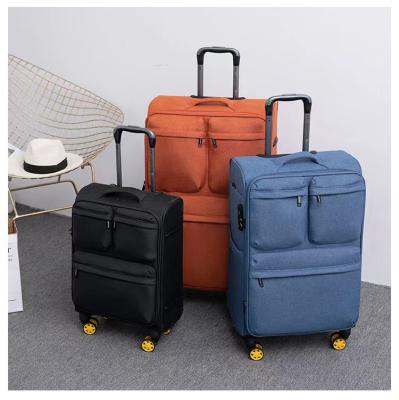 China SoftTrolley Luggage Customized/Ready To Board Hard Spinner Four Wheel Travel Suitcase Bag Set Carry On Soft Luggage Set Luggage Travel Luggage Bags for sale