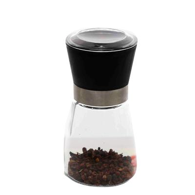 China Viable Manual Pepper Mill Crusher Stainless Steel Pot Salt and Pepper Grinder Bottle Glass Pepper Mills for sale