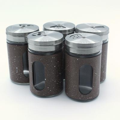 China Viable lowest price stainless steel pepper bottle kitchen glass spice can spice glass set for sale