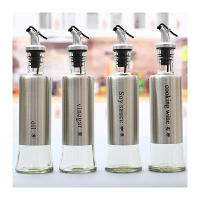 China Food Olive Oil Bottle Stainless Steel Glass Spice Can Jar Glass Bottles With Cheapest Price for sale