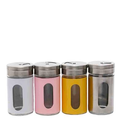 China Cover With Hole Wholesale High Quality Kitchen Spice Seasoning Flask Storage Bottles Glass Jars With Lids for sale