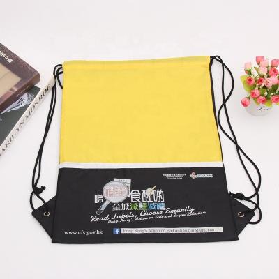 China Custom Wholesale Cheap Eco-friendly Logo Printed Sports Polyester String Drawstring Polyester Pull Bag for sale