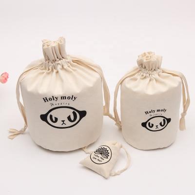 China Recyclable Custom Drawstring 12oz Cotton Round Bottom Canvas Pouch Organic Dust Bag For Jewely for sale