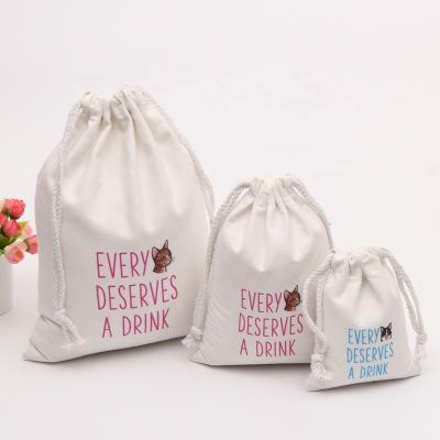 China Rope Handle Custom Printed Logo Jewelry Shoe Wedding Drawstring Cotton Reusable Dust Bags for sale