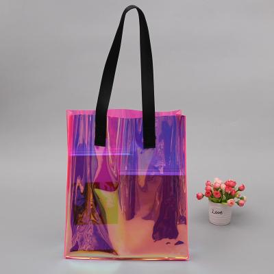 China Durable Transparencies Custom Design PVC Tote Laser Holographic Waterproof Cosmetic Travel Bag for sale