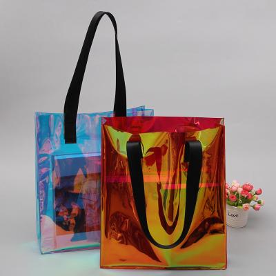 China Durable Holographic PVC Bag Tote Clear Makeup Customized Cosmetic Good Quality for sale