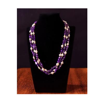 China Fashion Africa Natural Rough Stone Jewelry Delicate Amethyst Bead Beads Necklace for sale