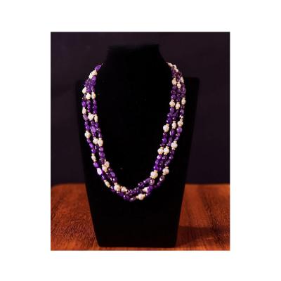 China African Amethyst Crystal Necklaces Natural Africa Mineral Amethyst Bead Beads Necklace for sale