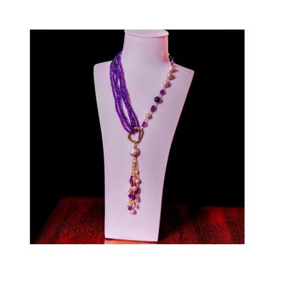 China Handmade Africa Amethyst Natural Stone Bead Pendant Necklaces For Women for sale