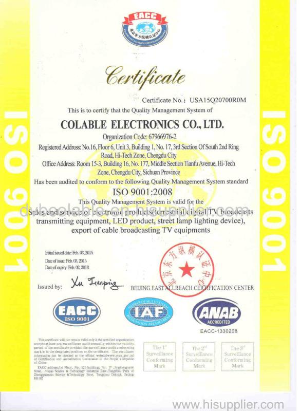 ISO9001 - Colable Electronics Co., Ltd.