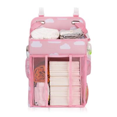 China Pink Durable Large Storage Diaper Stacker Baby Diaper Cart Baby Diaper Bag Hanging Organizer for sale