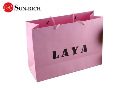 China Customized Black Logo Pink luxury paper bag for sale