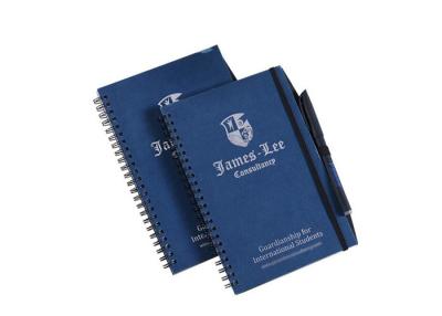 China High quality office products A5 lined notebook spiral journal notebook with pen holder for sale