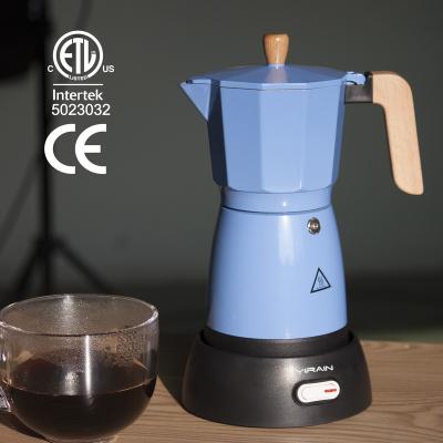 China WITH LID ETL CB Euro Espresso Wooden Coin Coffee Mocha Maker Mocha Pot Newcomer Wooden Coin Electric Espresso Coin for sale