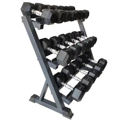 China Commercial Use Gym fitness sets free weight hex dumbbell set with rack for sale for sale