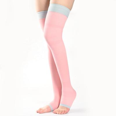 China 2023 Antibacterial Open Toe Stocking Graduated Varicose Veins Sports Medical Compression Socks 15-20mmhg Nurse Compression Stockings for sale