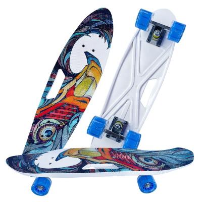 China Youngsters Portable skateboards plastic fish skate board kids custom cartoon skateboard with handle for sale