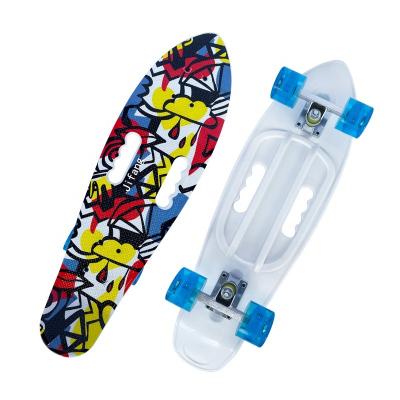 China Youngsters Portable big fish board printing skateboard four wheel flashing skate board for beginner teenagers children boys girls for sale