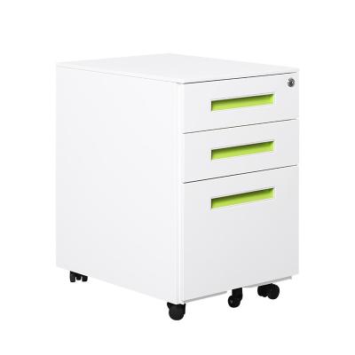 China Modern High Quality Storage Cabinet Metal Pedestal 3 Drawer 5 Wheels Filing Cabinet for sale