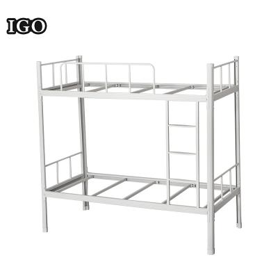 China Double Bunk Bed Wholesale Double Layer Iron Bed Modern Strong Detachable Metal White Bed Bunk Bed for sale