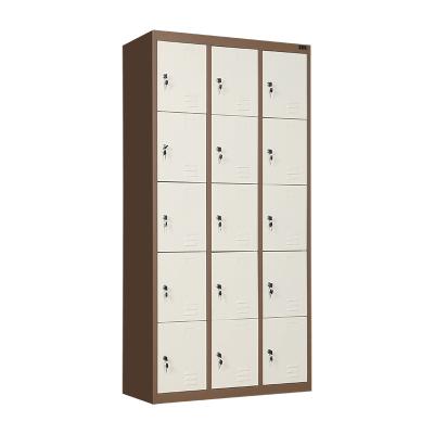 China Steel Office 15 Doors Gym Locker Staff Tissue Metal Storage Locker Cabinet for sale