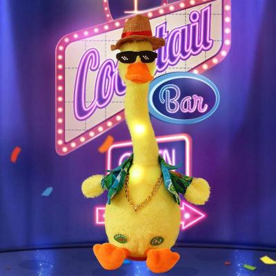 China Factory Wholesale Yellow Duck Toy Birthday Gifts 120 Songs Talking Repeat What You Said Dancing Duck Plush Toy for sale