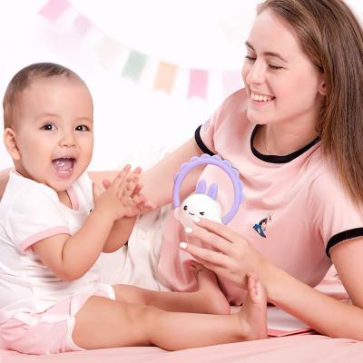 China Dimdu Musical Silicone Baby Teether Toys Rattle Teether Infant Calming Toy Bpa Free Teethers Bunny Teether for sale