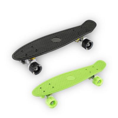 China 22 Inch Kid Fish Mini Full Deck Plastic Board Cruiser Skateboard White With Big LED Wheel for sale